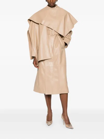 Ducie Nina Leather Coat In Neutral