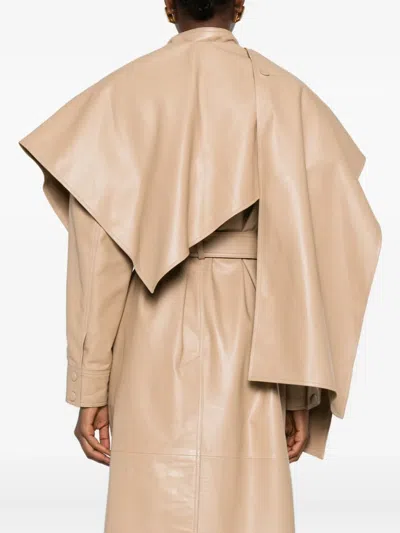 Ducie Nina Leather Coat In Neutral