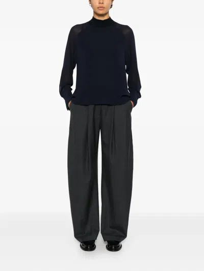 Peserico Ribbed High-neck Top In Blue