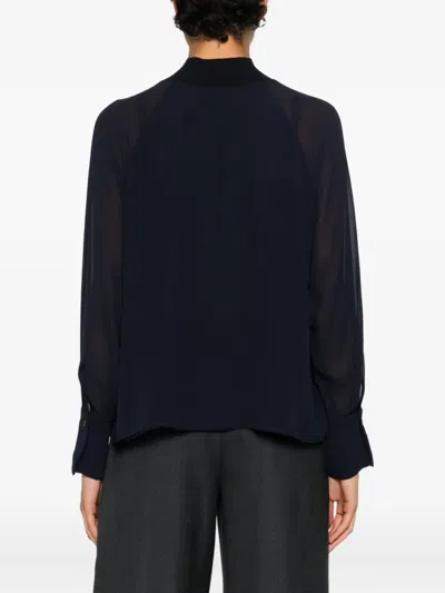 Peserico Ribbed High-neck Top In Blue