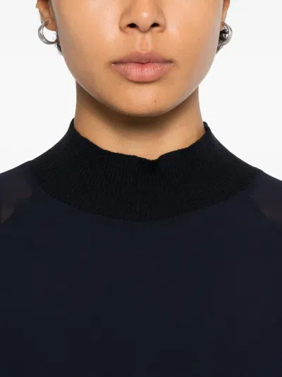 Peserico Ribbed High-neck Top In Blue