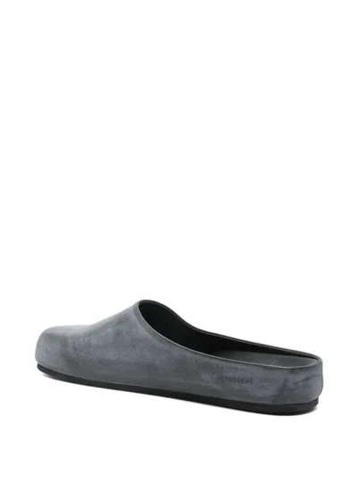 Represent Leather Distressed Mules In Blue