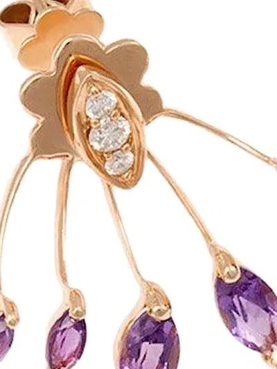 Stéfère 18k Rose Gold Eventail Diamond And Amethyst Earrings In Gold