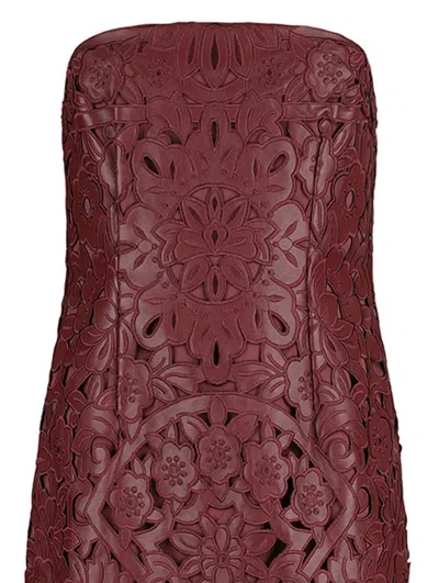Cult Gaia Raylene Floral Cutout Faux Leather Midi Dress In Burgundy