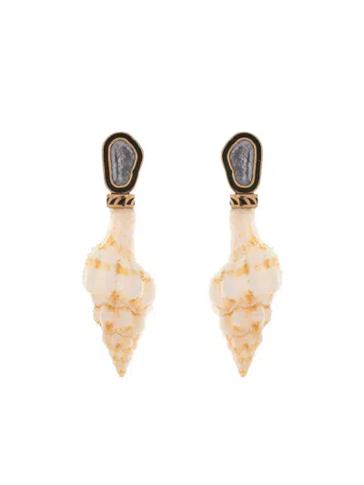 Dezso Shell Polki Diamond Earrings In Gold