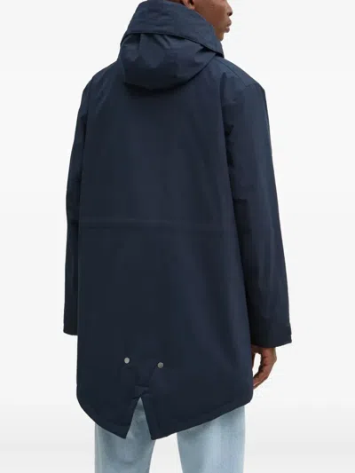Timberland Hooded Pockets Parka Coat In Blue