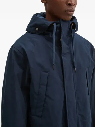 Timberland Hooded Pockets Parka Coat In Blue