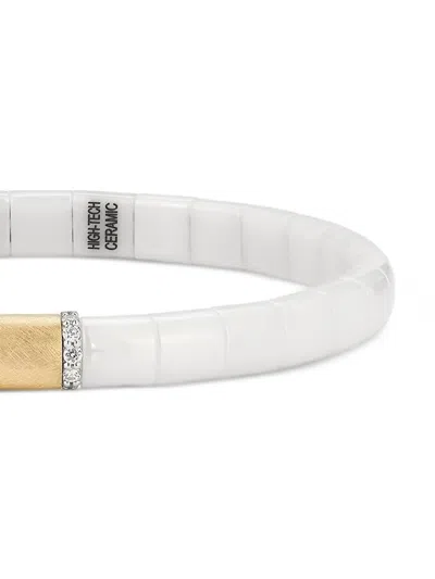 Roberto Demeglio 18k White And Yellow Gold Ceramic Pura Diamond Bracelet In Gold