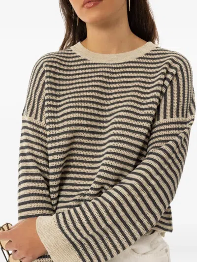Brunello Cucinelli Striped Metallic Sweater In Gray