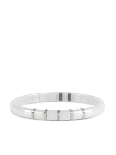Roberto Demeglio 18k White Gold And Ceramic Pura Diamond Bracelet In Metallic