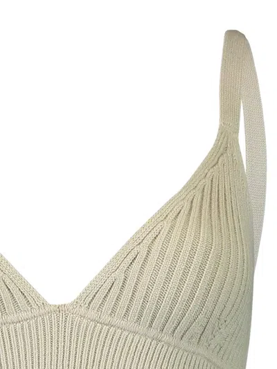 Michael Kors Ribbed Cashmere Bra Top In Neutral