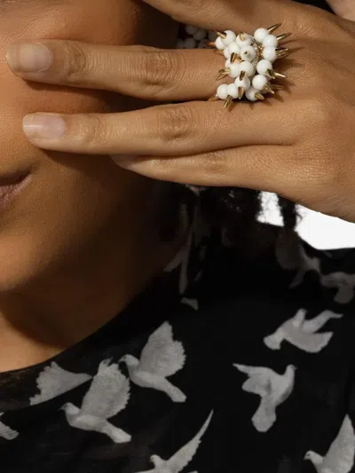 Brooks Brothers 18k Yellow Gold Spiked Muse Onyx And Diamond Ring In Gold