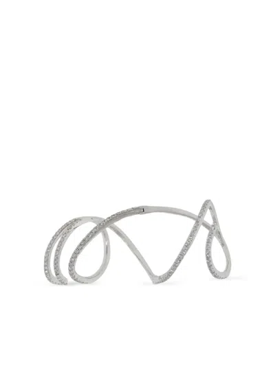 Graziela 18k White Gold Mega Swirl Diamond Ring In Metallic