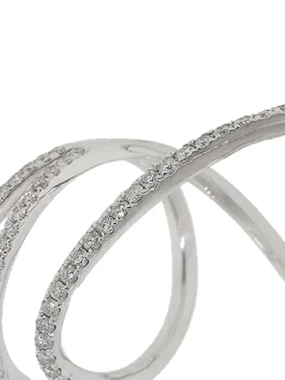 Graziela 18k White Gold Mega Swirl Diamond Ring In Metallic