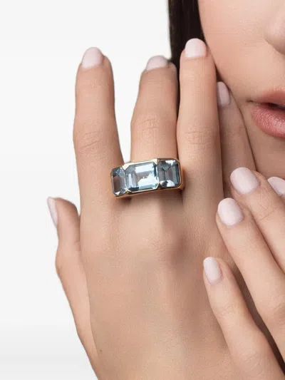 18K玫瑰金蓝色黄玉戒指