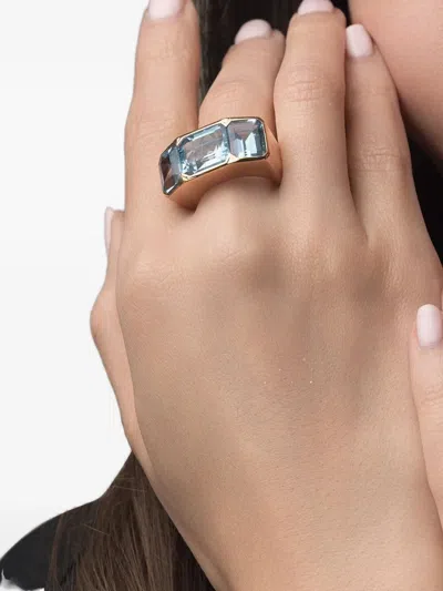 18K玫瑰金蓝色黄玉戒指