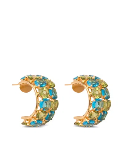 Bounkit Jewelry Sana Peridot And Quartz Hoop Earrings In Gold