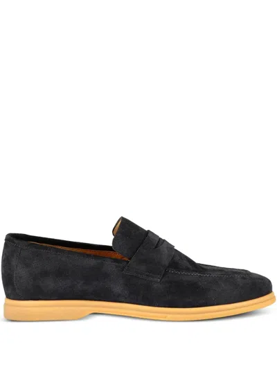 Eleventy Penny Suede Loafers In Blue