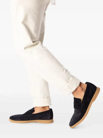 Eleventy Penny Suede Loafers In Blue