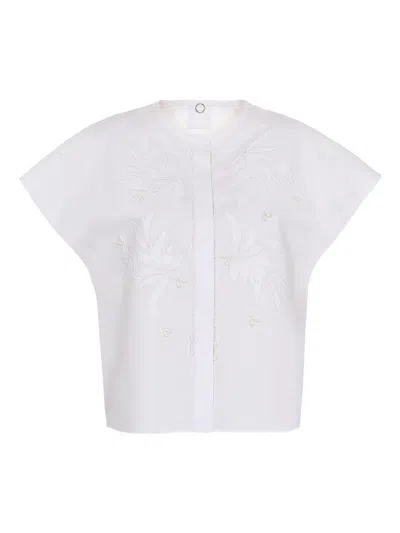 Mantù Floral-embroidered Top In White