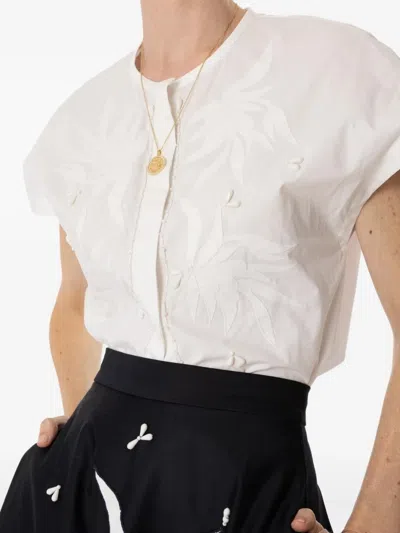 Mantù Floral-embroidered Top In White