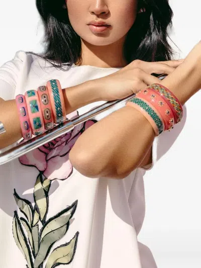 Mark Davis 18k Yellow Gold Garnet Bangle In Pink