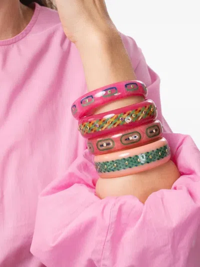 Mark Davis 18k Yellow Gold Garnet Bangle In Pink