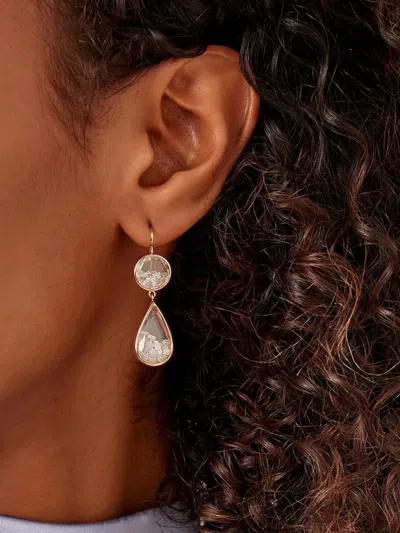 Moritz Glik 18k Rose Gold Diamond And Sapphire Shaker Double Drop Earrings In Gold