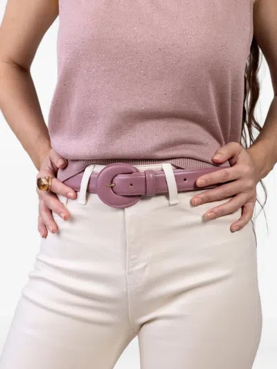 Eleventy Circular-buckle Leather Belt In Pink