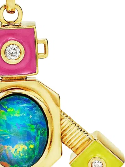 Vans 18k Yellow Gold Galaxy Heart Robot Pendant In Gold