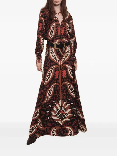 Johanna Ortiz Encanto De Isla Printed Recycled-twill Midi Skirt In Red