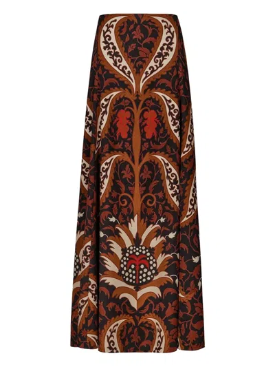 Johanna Ortiz Encanto De Isla Printed Recycled-twill Midi Skirt In Red