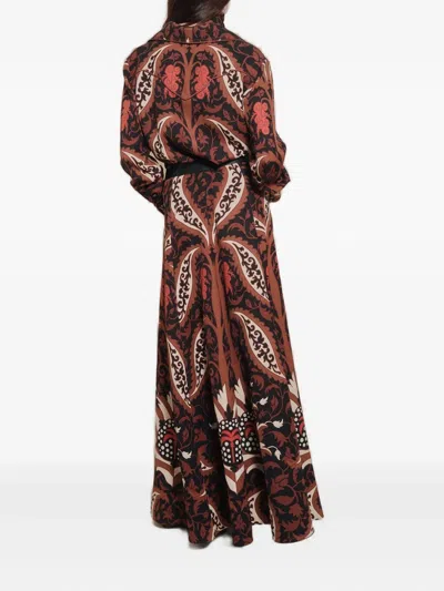 Johanna Ortiz Encanto De Isla Printed Recycled-twill Midi Skirt In Red