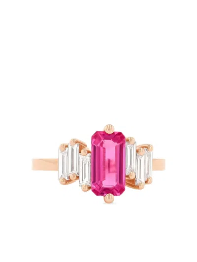 Suzanne Kalan 18k Rose Gold Pink Sapphire And Diamond Ring In Pink