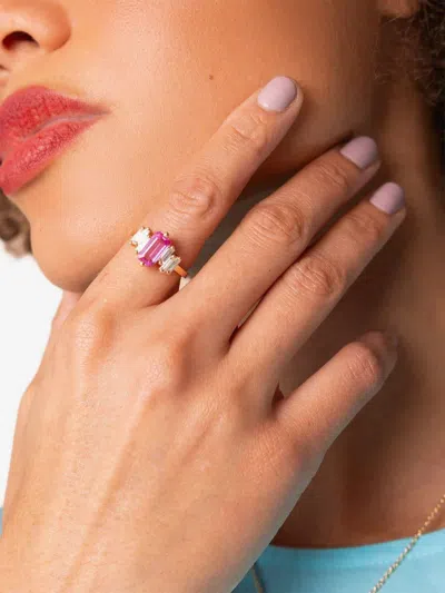 Suzanne Kalan 18k Rose Gold Pink Sapphire And Diamond Ring In Pink