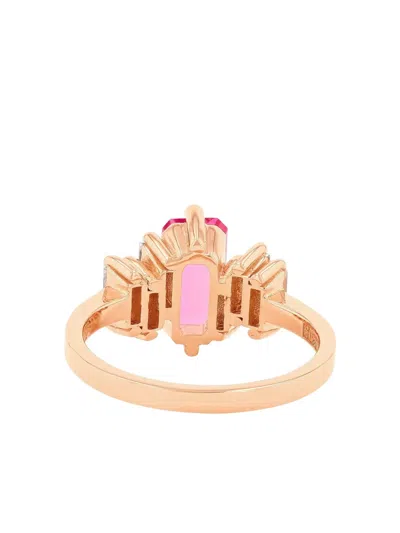Suzanne Kalan 18k Rose Gold Pink Sapphire And Diamond Ring In Pink