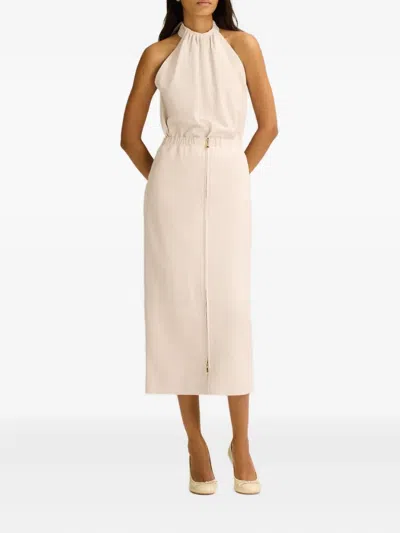 Scanlan Theodore Gathered Halter Leather Top In Neutral