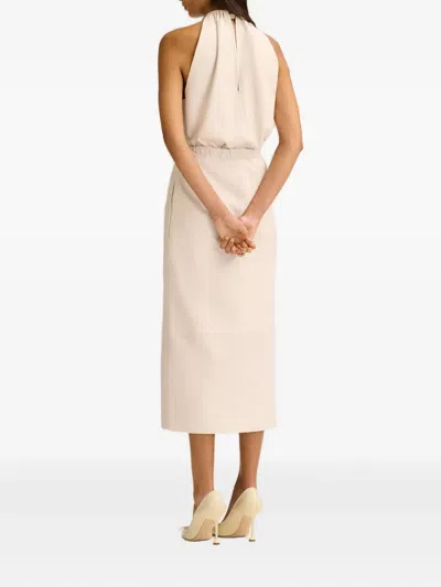 Scanlan Theodore Gathered Halter Leather Top In Neutral