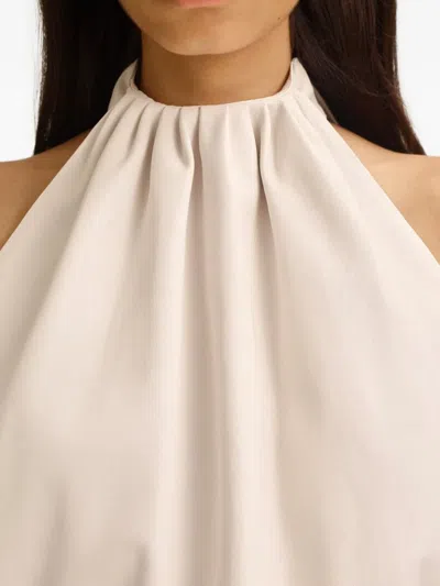 Scanlan Theodore Gathered Halter Leather Top In Neutral