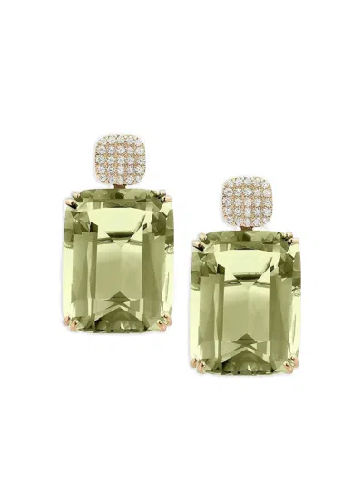 Goshwara 18k Yellow Gold Prasiolite Diamond Earrings In Green