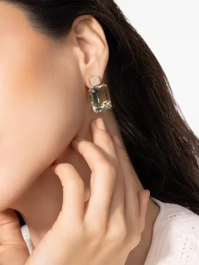 Goshwara 18k Yellow Gold Prasiolite Diamond Earrings In Green