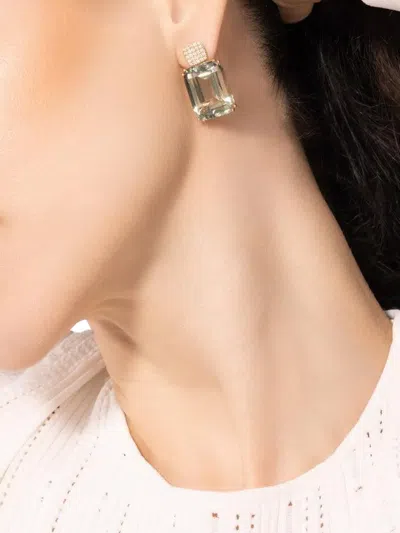 Goshwara 18k Yellow Gold Prasiolite Diamond Earrings In Green