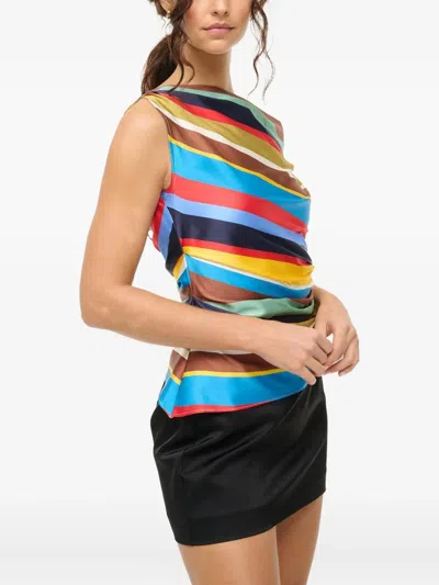 Staud Phare Silk Top In Market Stripe In Multi