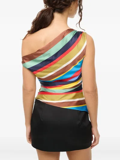 Staud Phare Silk Top In Market Stripe In Multi