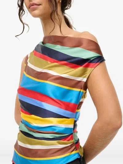 Staud Phare Silk Top In Market Stripe In Multi