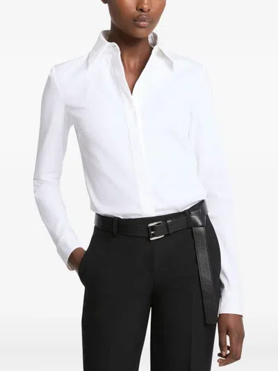 Michael Kors Linear Sequin Hansen Silk Shirt In Neutral