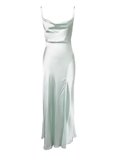 Simkhai Finley Cowl-neck Satin Gown In Green