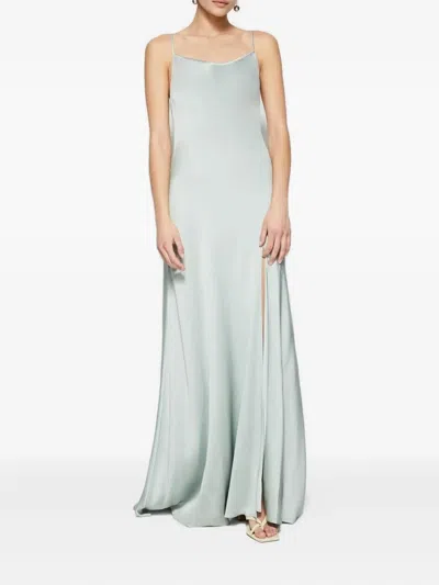 Simkhai Finley Cowl-neck Satin Gown In Green