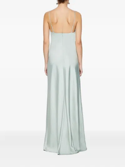 Simkhai Finley Cowl-neck Satin Gown In Green