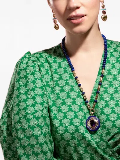 Harwell Godfrey 18kt Yellow Gold Beaded Lapis Lazuli Necklace In Gold